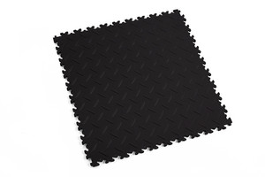 Profilor Industrie Ultra PVC Klick-Fliesen Black ECO Riffelblech Bodenbelag fr Fitnessstudio/Werkstatt Lager und Garage